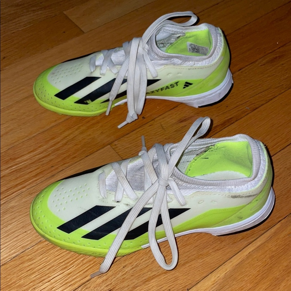 Adidas Crazyfast Kids Lime Green and Black Turf Shoes Sneakers - Picture 2 of 7